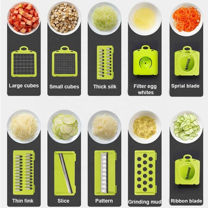 Best Sell 16 in 1 Hand Held Multifunctional Onion Cutter Fruits Slicer Potatoes Peeler Manual Dropshipping Vegetable PP Material
